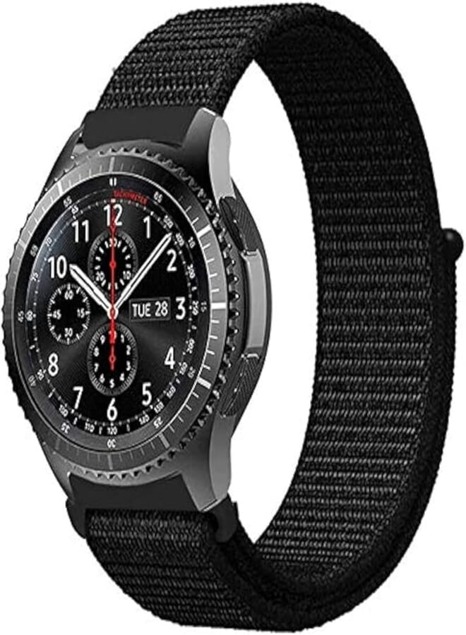 Canvas Woven Nylon Sport Watchwrist Band and for Samsung Galaxy Watch 46mm / - Dark Black